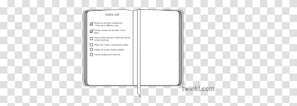 Art Exam Checklist And Design Open Book Handwriting Crescent Moon And Star Colouring, Page, Text, Diary, Menu Transparent Png