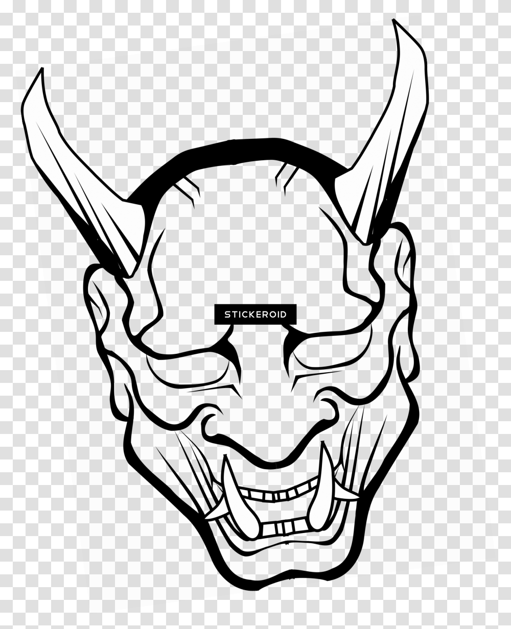 Art Mask Oni, Stencil, Silhouette, Axe, Tool Transparent Png