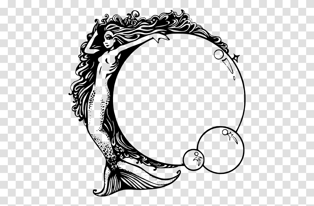Art Nouveau Black And White, Drawing, Mirror, Oval Transparent Png