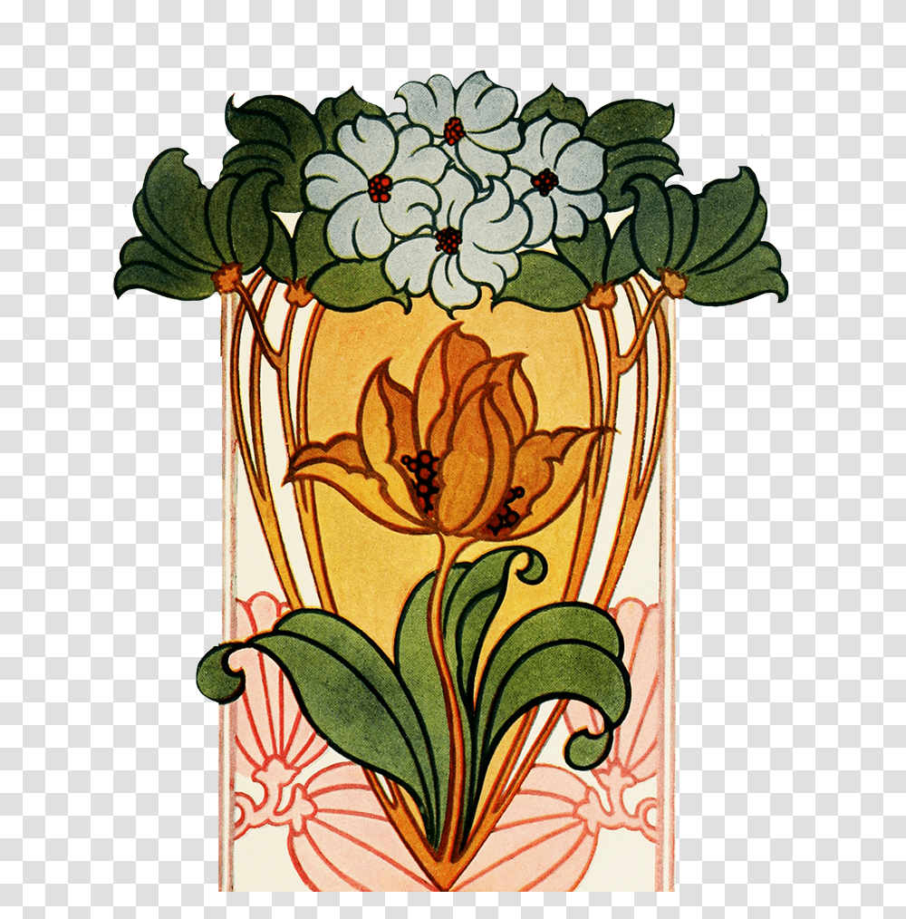 Art Nouveau Picture Gallery Flower Art Nouveau, Graphics, Floral Design, Pattern, Drawing Transparent Png