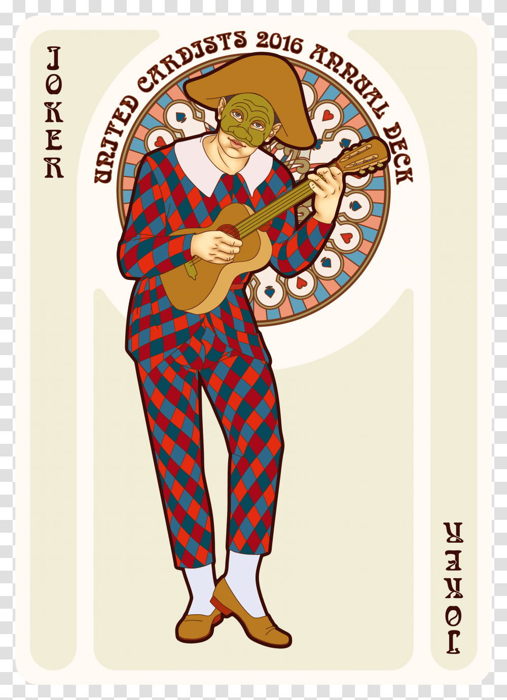 Art Nouveau Playing Card Joker, Performer, Person, Human, Guitar Transparent Png