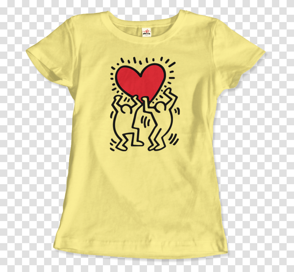 Art Orama Keith Haring Men Holding Heart Icon Street Art T Short Sleeve, Clothing, Apparel, T-Shirt, Long Sleeve Transparent Png