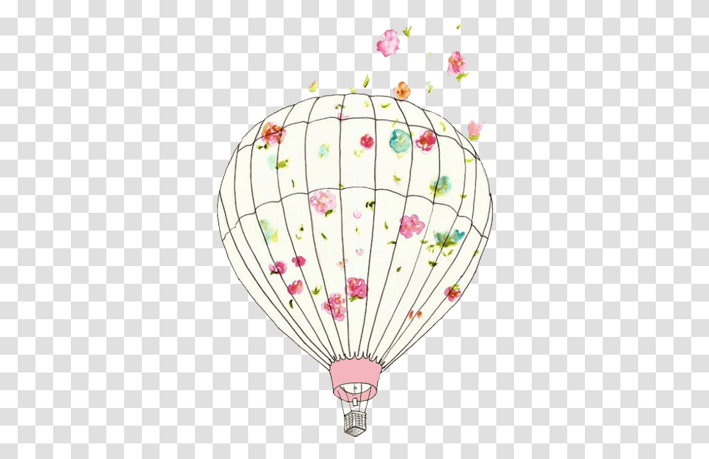 Art Pink Floral Bubblegum Overlay Hot Air Cute Hot Air Balloon, Aircraft, Vehicle, Transportation Transparent Png