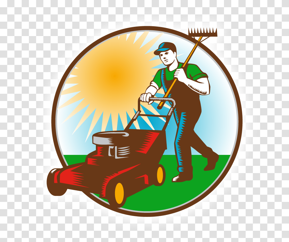 Art S And Son S Lawn Service Man Pushing A Lawnmower, Person, Human, Outdoors, Garden Transparent Png