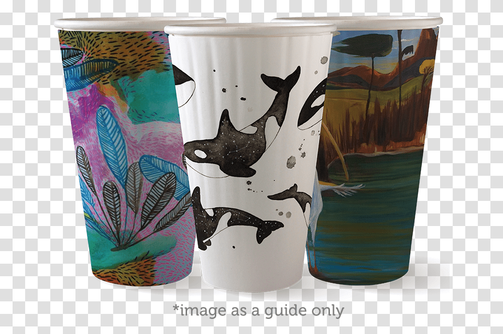 Art Series 16oz Coffee Cup Biopak Art Series Milkshakes, Bird, Tin, Cat, Paper Transparent Png