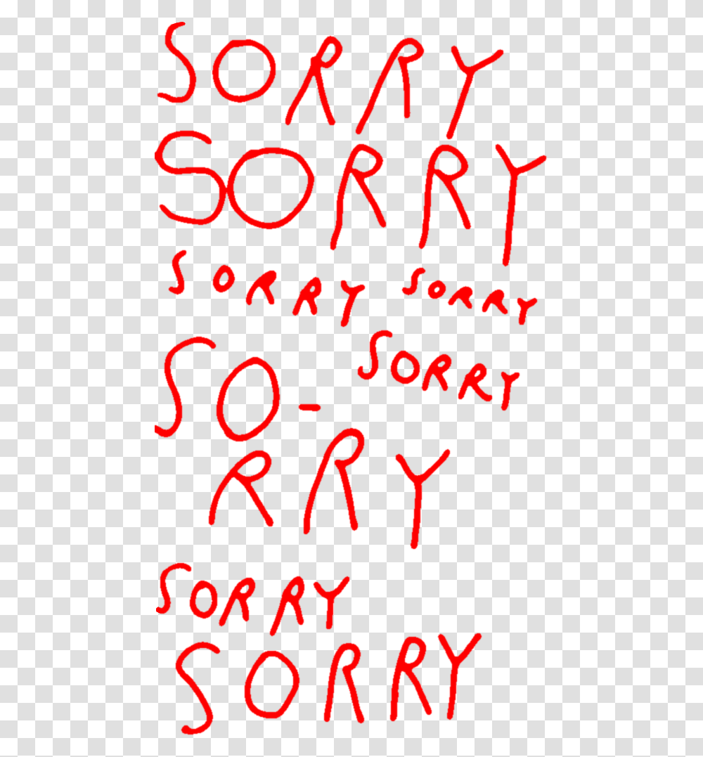 Art Sorry Handwriting Handwritten Red Quote Text Illustration, Alphabet, Poster, Advertisement, Calligraphy Transparent Png