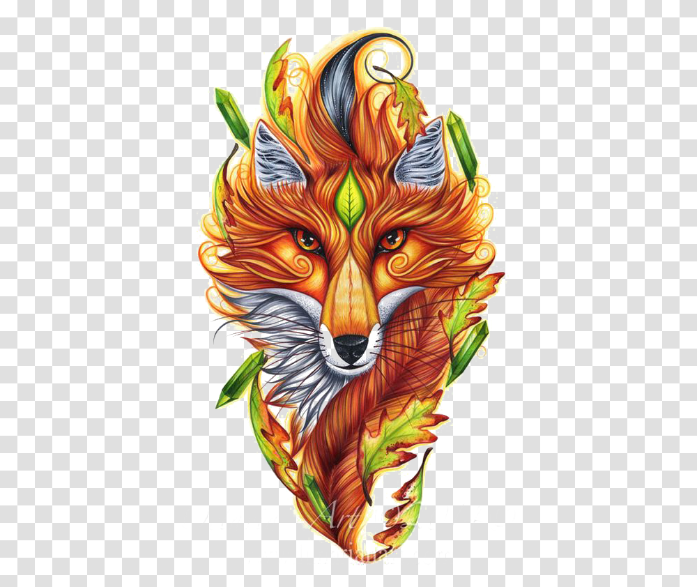 Art Symbol Fox Magic Drawing Hand Painted Clipart Colorful Fox, Modern Art, Pattern, Fractal Transparent Png