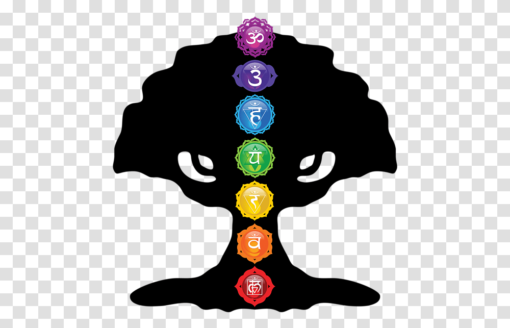 Art Tree Of Life Silhouette With Seven Chakras Tree With 7 Chakras Tree Of Life, Accessories, Accessory, Light, Jewelry Transparent Png