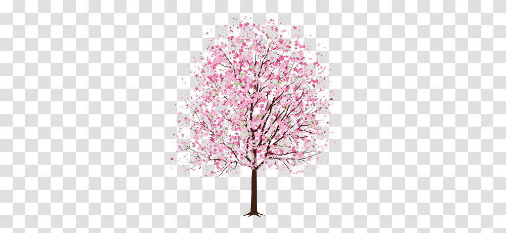 Art Tree Trees Pink Cherry Blossom Drawing Cherry Blossom Tree, Plant, Petal, Flower, Rug Transparent Png
