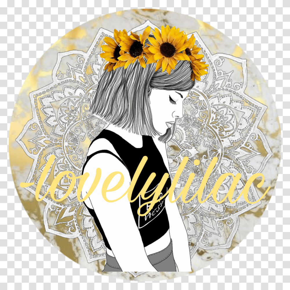 Art Tumblr Aesthetic Icon Profilepic Drawing Girl With Short Hair, Gold, Nature, Book, Outdoors Transparent Png