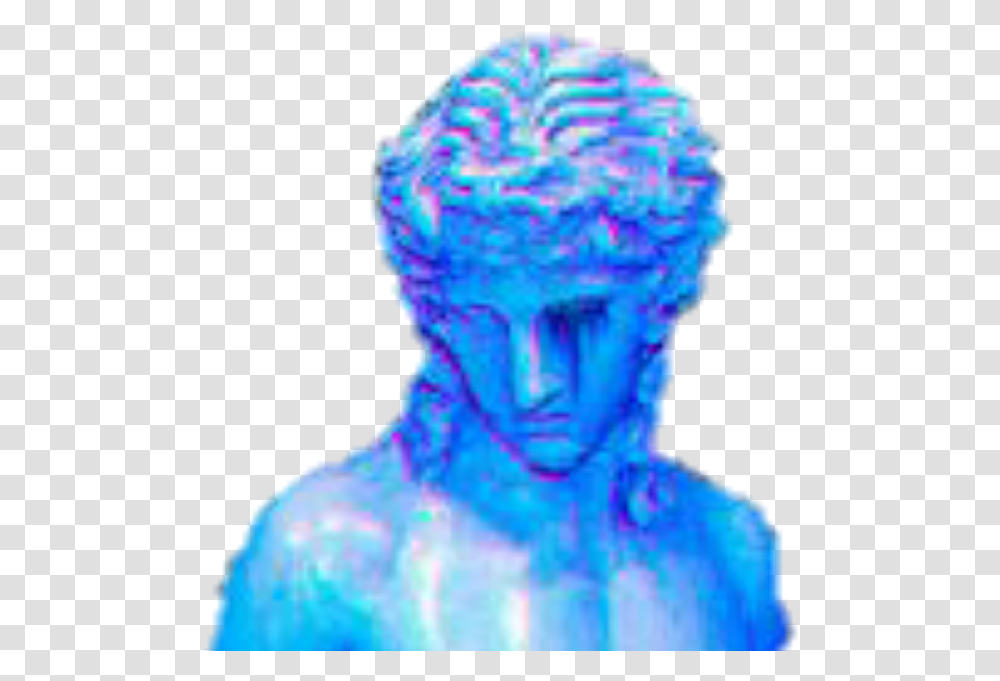 Art Vaporwave Lofi Sculpture Angel Blue Aesthetic Vaporwave Blue Aesthetic, Statue, Head, Alien Transparent Png