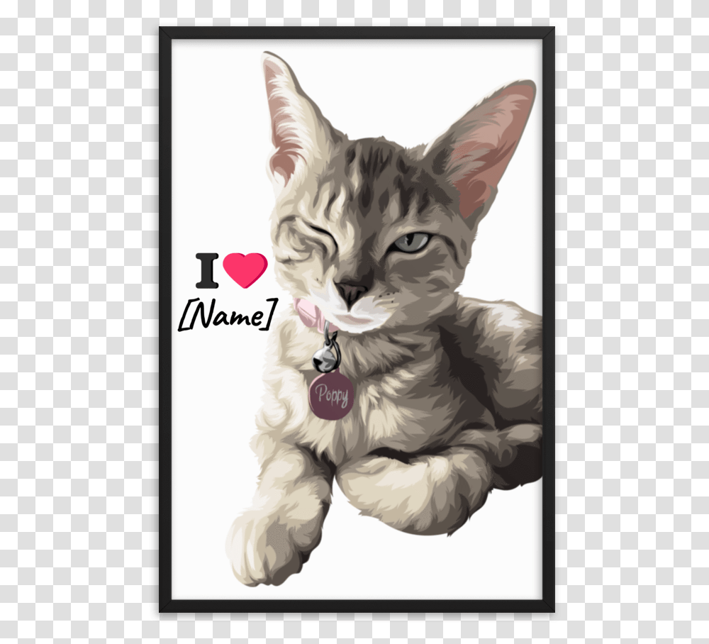 Art Your Cat Your Cat On Framed Matte Paper Poster Kitten, Pet, Mammal, Animal, Person Transparent Png
