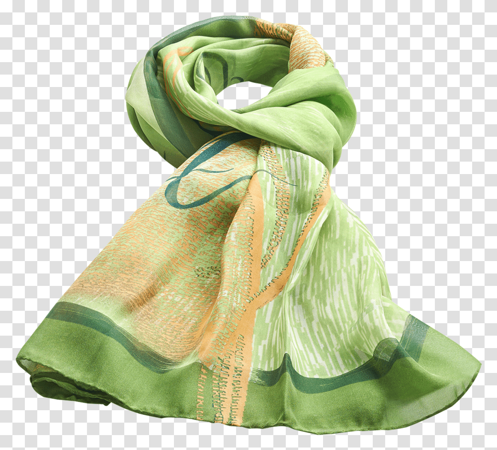 Artemis Chiffon Schal Grn Scarf, Clothing, Apparel, Stole, Person Transparent Png