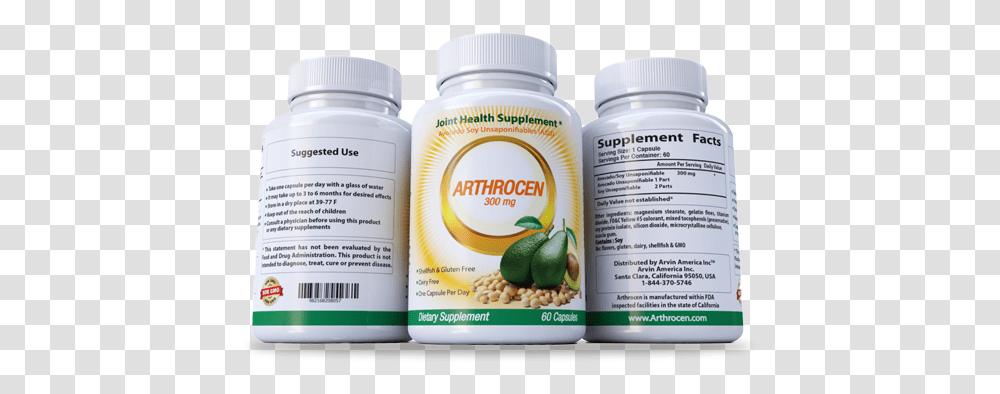 Arthrocen Bottle Avocado Soybean Unsaponifiables Supplements, Medication, Pill, Astragalus, Flower Transparent Png