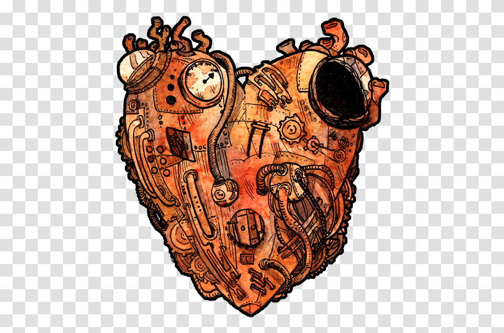 Artificial Heart Cartoon, Doodle, Drawing, Clock Tower, Architecture Transparent Png