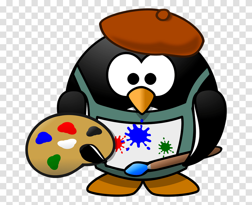 Artist Easel Brush Clip Penguin With Paint Brush, Bird, Animal, Angry Birds, Fowl Transparent Png
