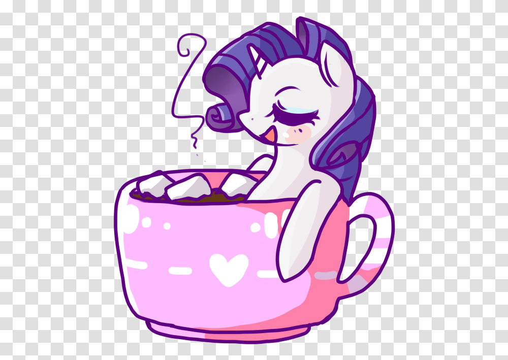Artist Matcharoll Of Pony Drink Chocolate Mlp Rarity With Marshmallow, Purple, Washing, Stomach Transparent Png