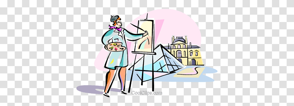 Artist Painting Louvre Paris Royalty Free Vector Clip Art, Drawing, Performer, Doodle, Magician Transparent Png