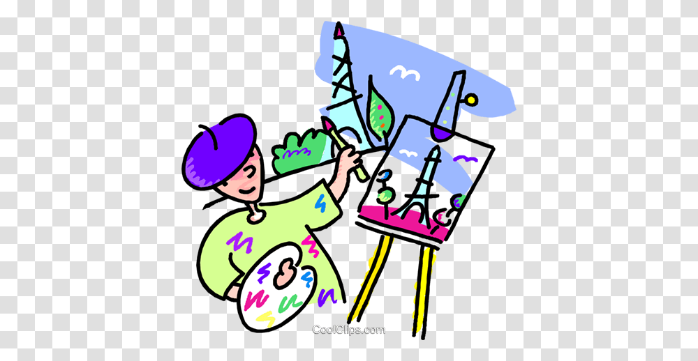 Artist Painting The Eiffel Tower Royalty Free Vector Clip Art, Outdoors, Drawing Transparent Png