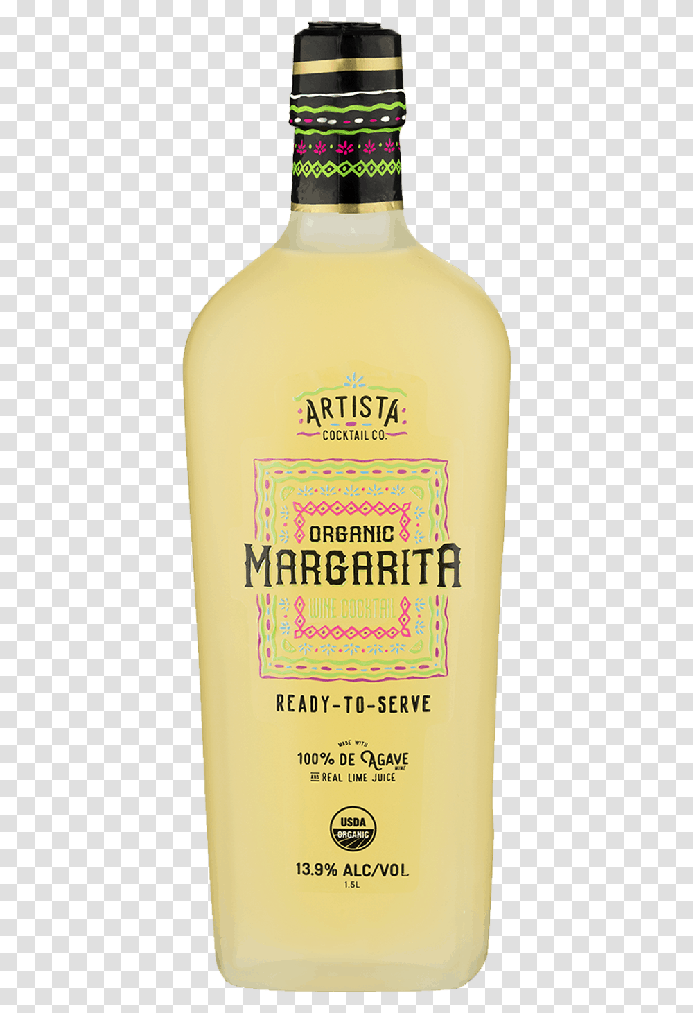 Artista Cocktail Co Organic Margarita, Bottle, Cosmetics, Alcohol, Beverage Transparent Png