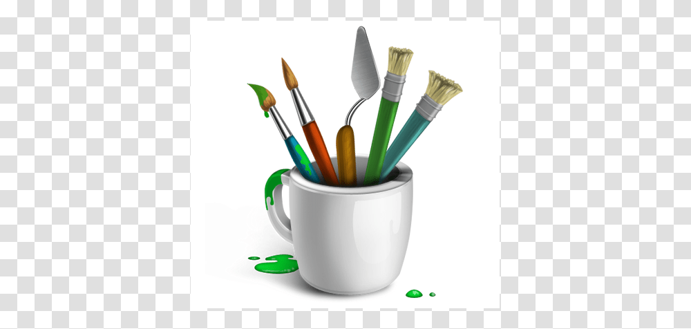 Artistic Paint Brushes And Cup Icon Download The Paint Brushes Icon, Cutlery, Plant, Pen, Marker Transparent Png