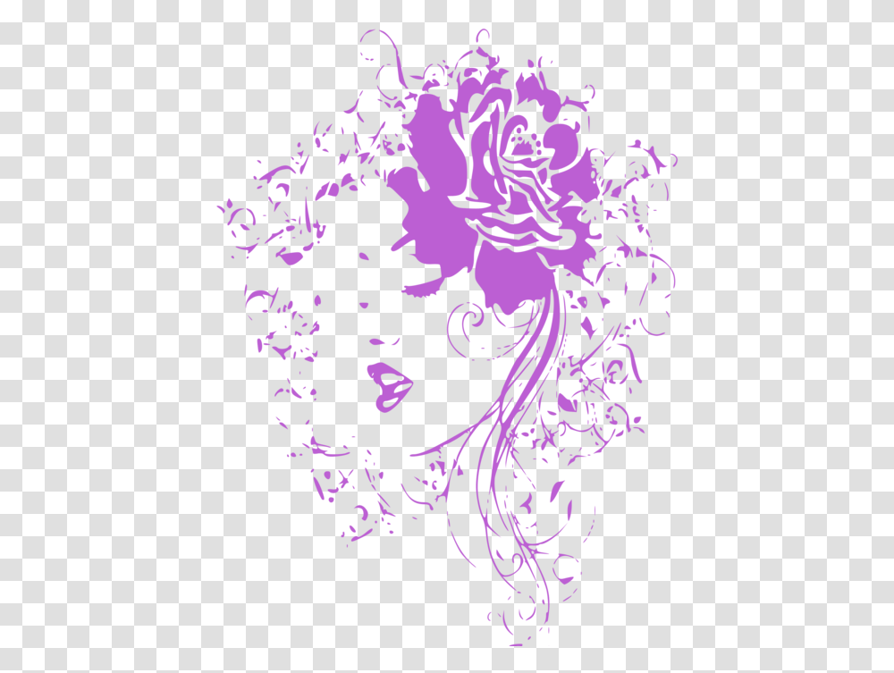 Artlilactext Rose And Woman Drawing, Floral Design, Pattern, Purple Transparent Png