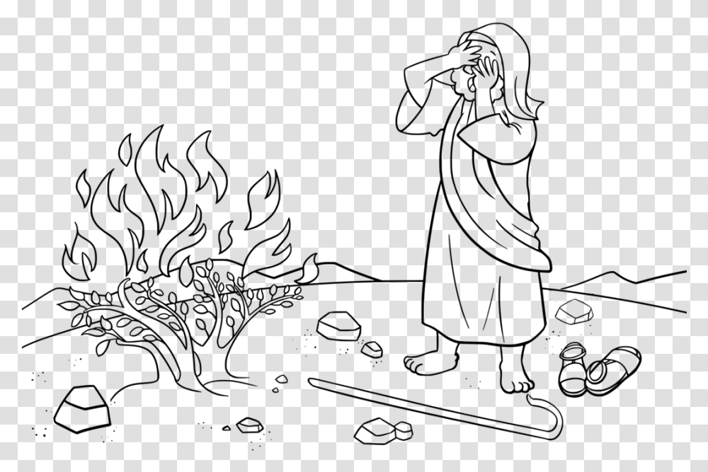 Artmonochromearm Moses And The Burning Bush Coloring Page, Gray, World Of Warcraft Transparent Png