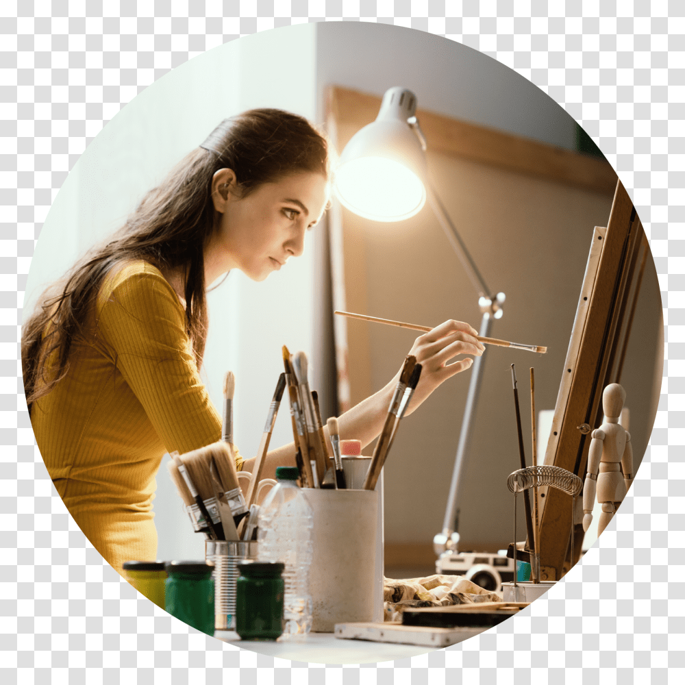 Arts Management Paint Tools, Person, Female, Furniture, Woman Transparent Png