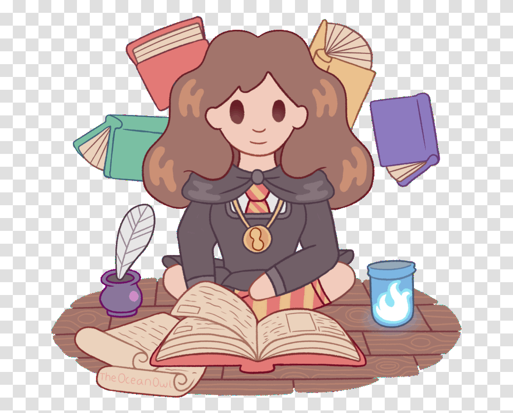 Artstation Hermione Animated Holly Hermione Cartoon Gif, Reading, Girl, Female, Book Transparent Png