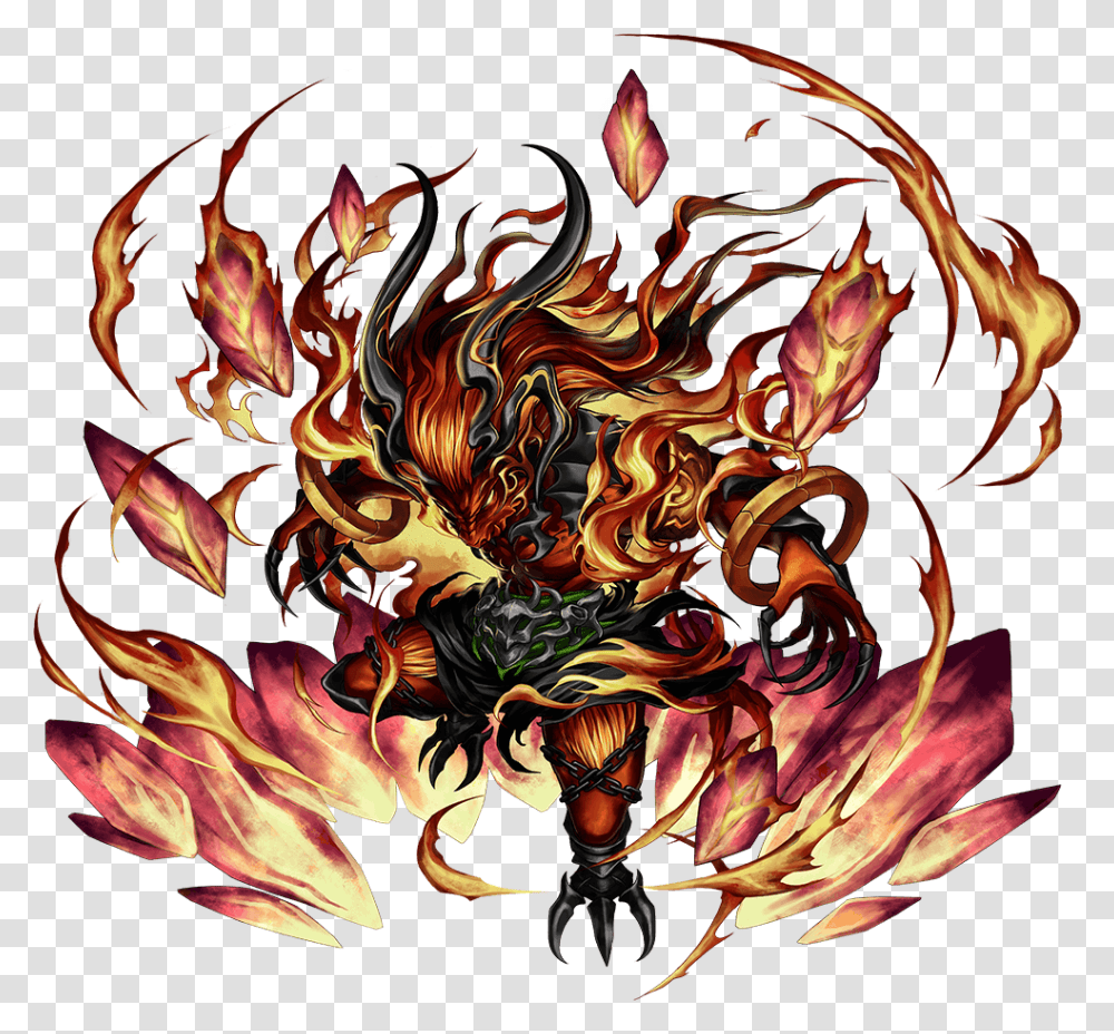 Artwork Of Ifrit Final Fantasy Brave Exvius Ifrit, Painting, Dragon, Bonfire, Flame Transparent Png