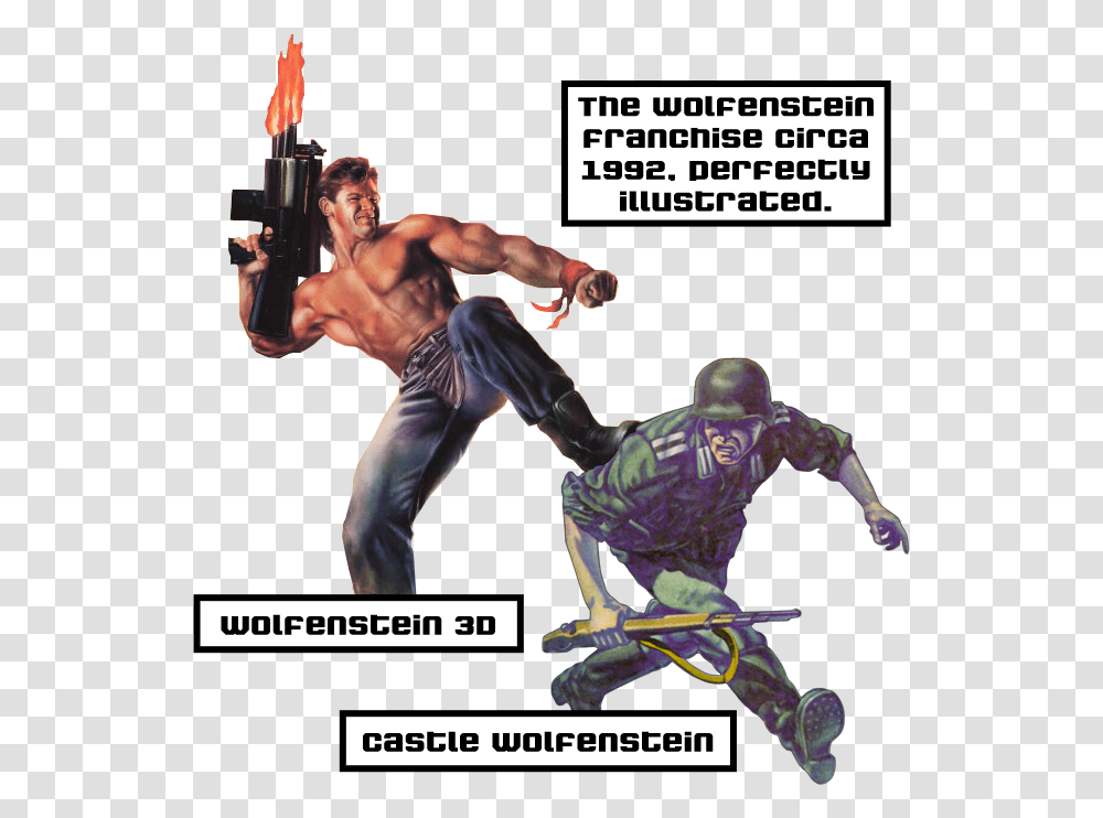 As Patrick Swayze Meets Contra Is The Guy You Control Wolfenstein 3d Cover, Person, Human, Poster, Advertisement Transparent Png