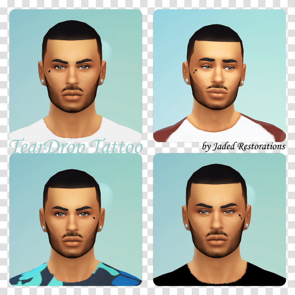 As Pictured A Tear Drop Tattoo Found Under Skin Detail1 Sims 4 Tears Tattoo, Head, Face, Person, Jaw Transparent Png
