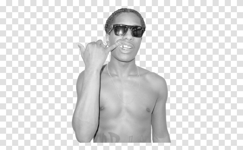 Asap Rocky Asap Life Tattoo, Person, Sunglasses, Accessories, Necklace Transparent Png