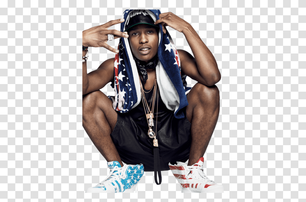 Asap Rocky Cut Psd Official Psds Rap Instagram Squat Pose, Clothing, Apparel, Person, Human Transparent Png