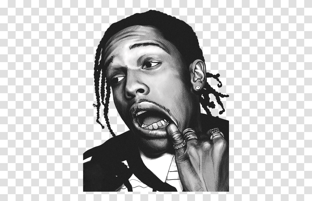 Asap Rocky Wallpaper Iphone Asap Rocky Black And White, Face, Person, Head, Drawing Transparent Png