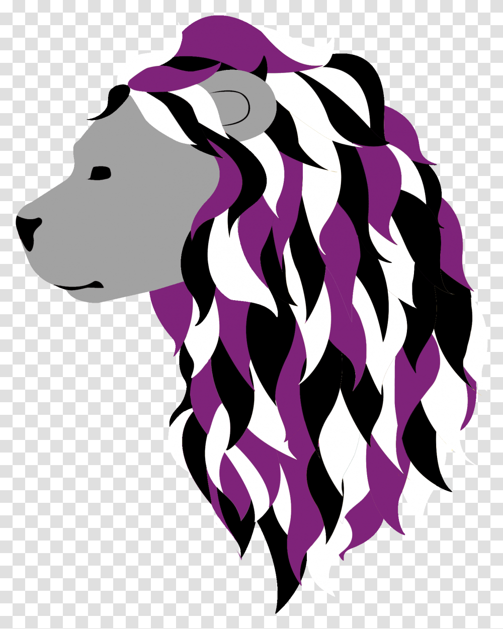 Asexual Pride Lion Illustration, Purple Transparent Png