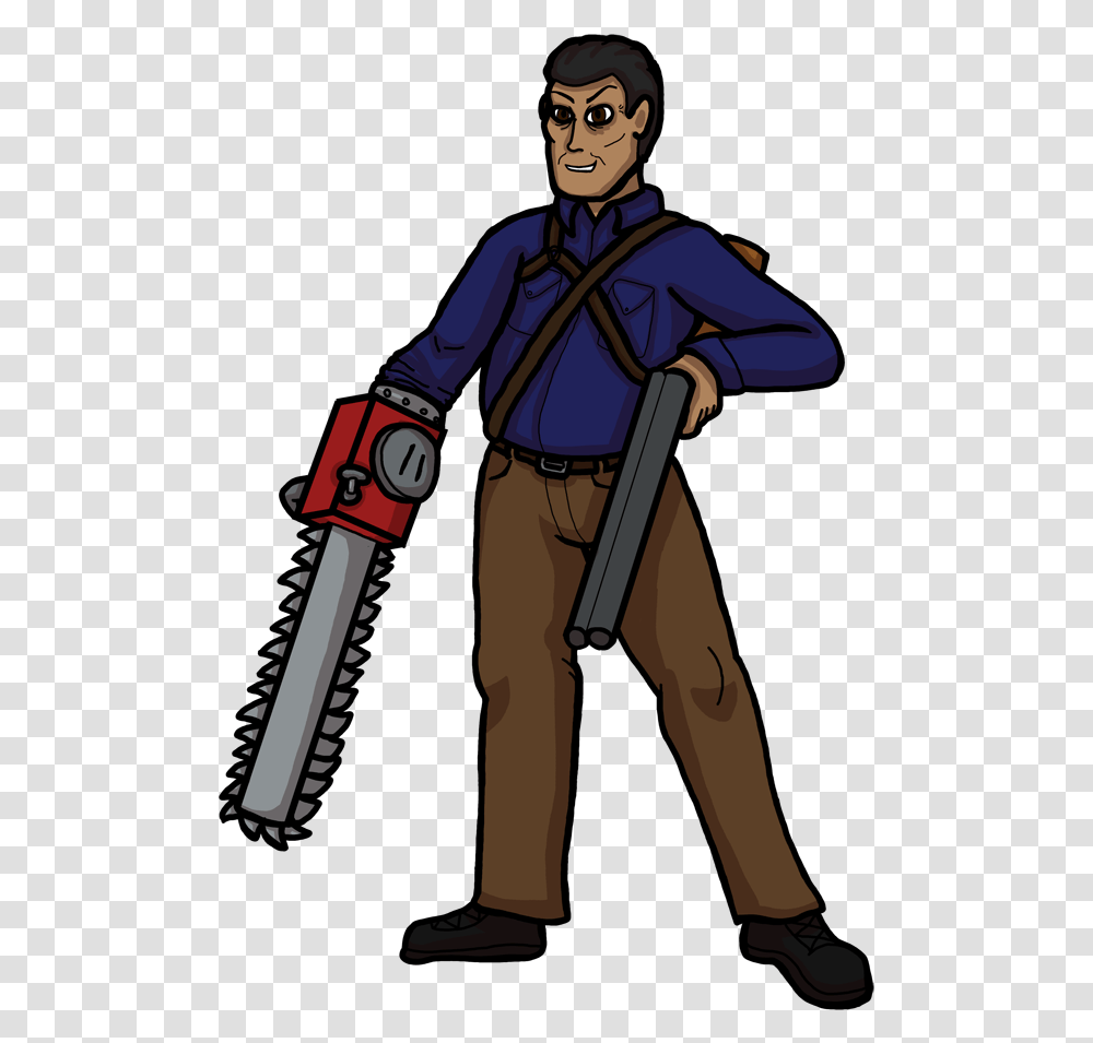 Ash Cartoon, Tool, Person, Human, Chain Saw Transparent Png