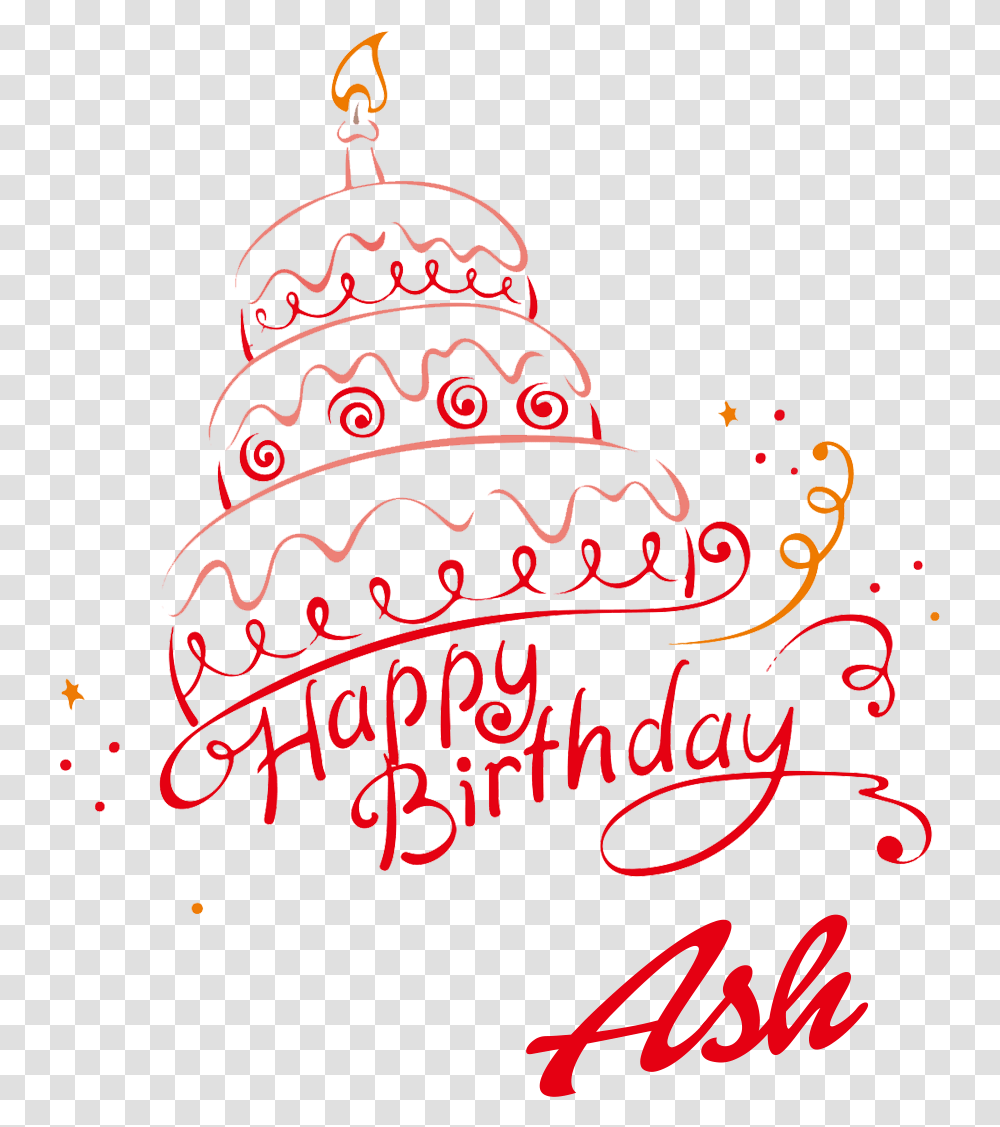 Ash Happy Birthday Vector Cake Name Happy Birthday Ash, Handwriting Transparent Png