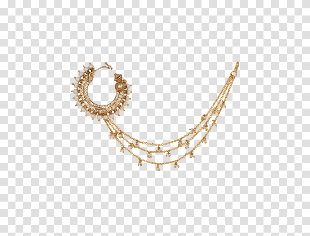 Ashina Gold Plated Pearl Silver Nose Necklace, Accessories, Accessory, Jewelry, Earring Transparent Png