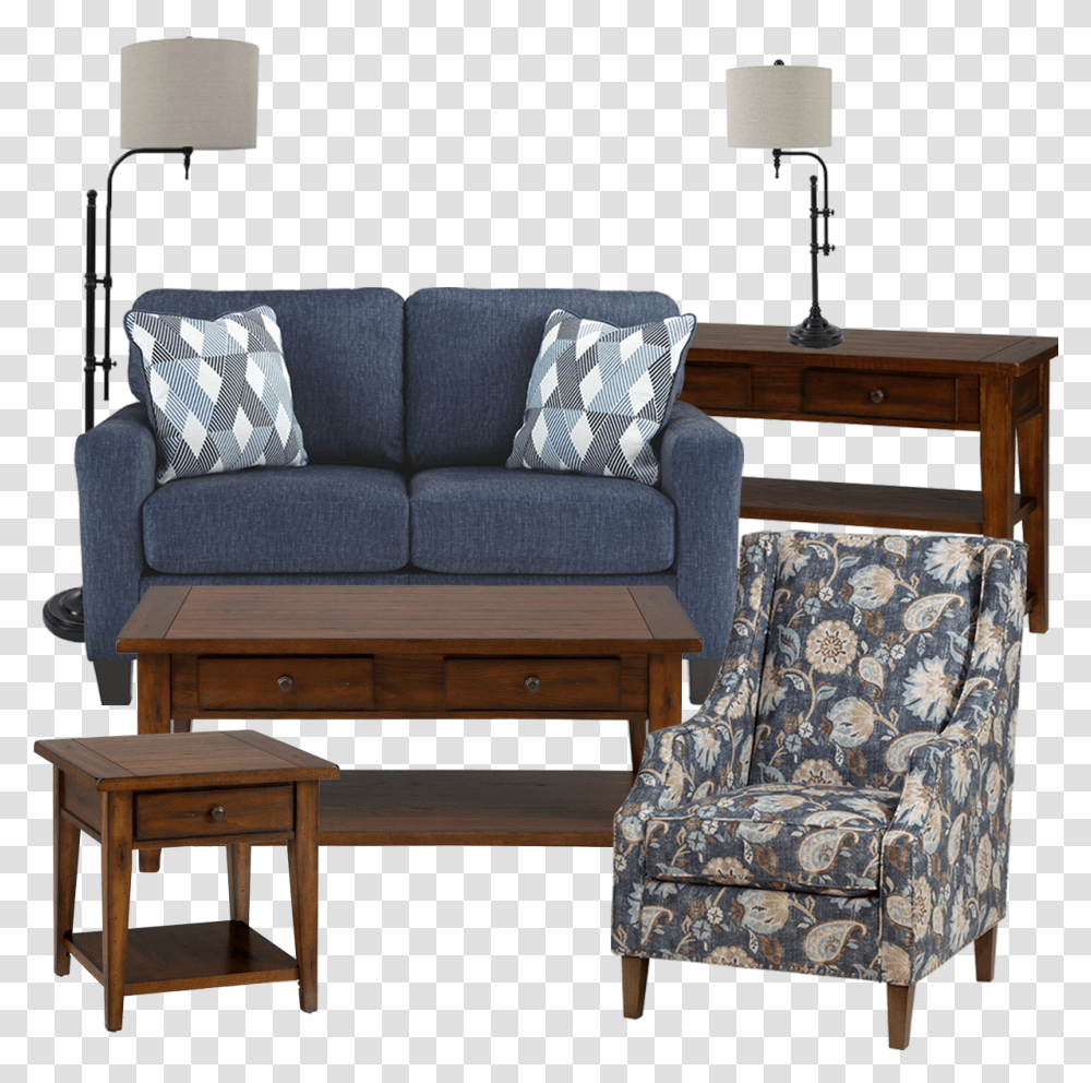 Ashley Loveseat Blue, Furniture, Couch, Living Room, Indoors Transparent Png