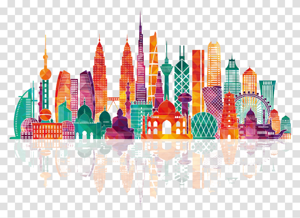 Asia Skyline Royalty Free Illustration Asia Illustration, Urban, Metropolis, City, Building Transparent Png
