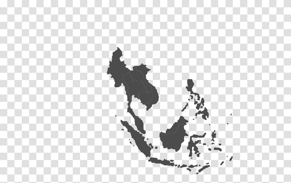 Asia Vector Black And White South East Asia Map, Silhouette, Stencil, Plot, Diagram Transparent Png