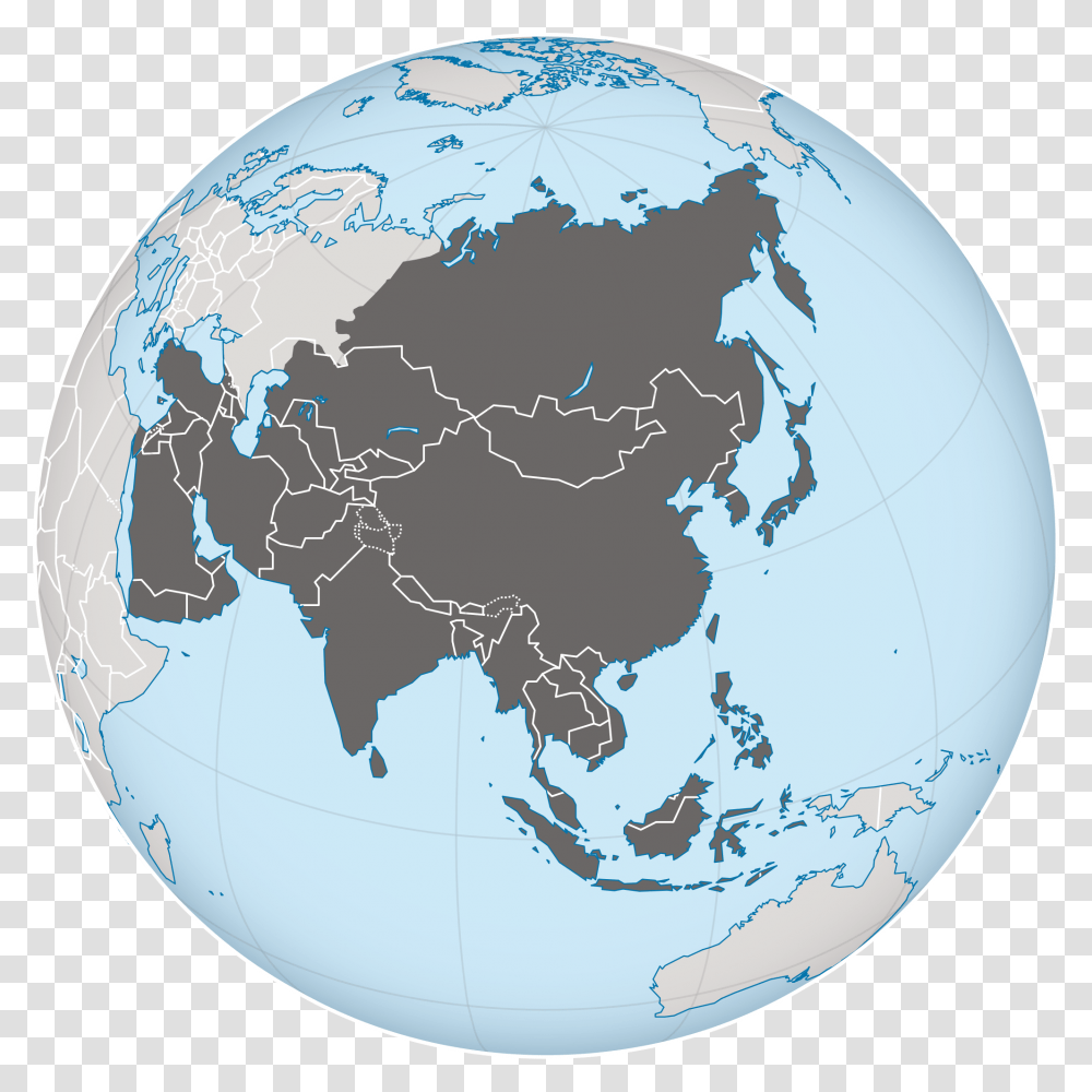 Asia Vector Earth Asia On A Globe, Outer Space, Astronomy, Universe, Planet Transparent Png