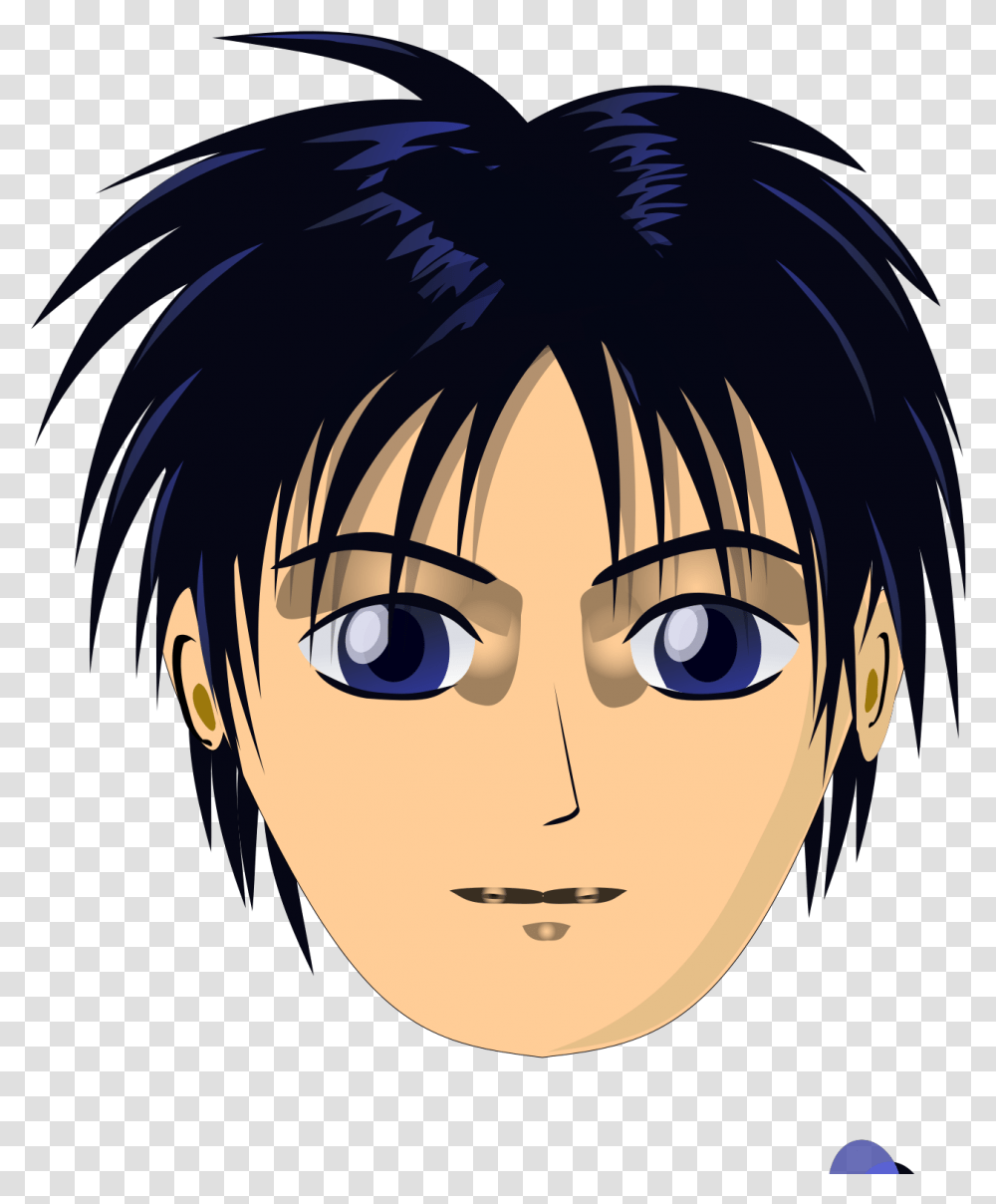 Asian Anime Boy Head Svg Vector Straight Hair Boy Cartoon, Manga, Comics, Book, Face Transparent Png