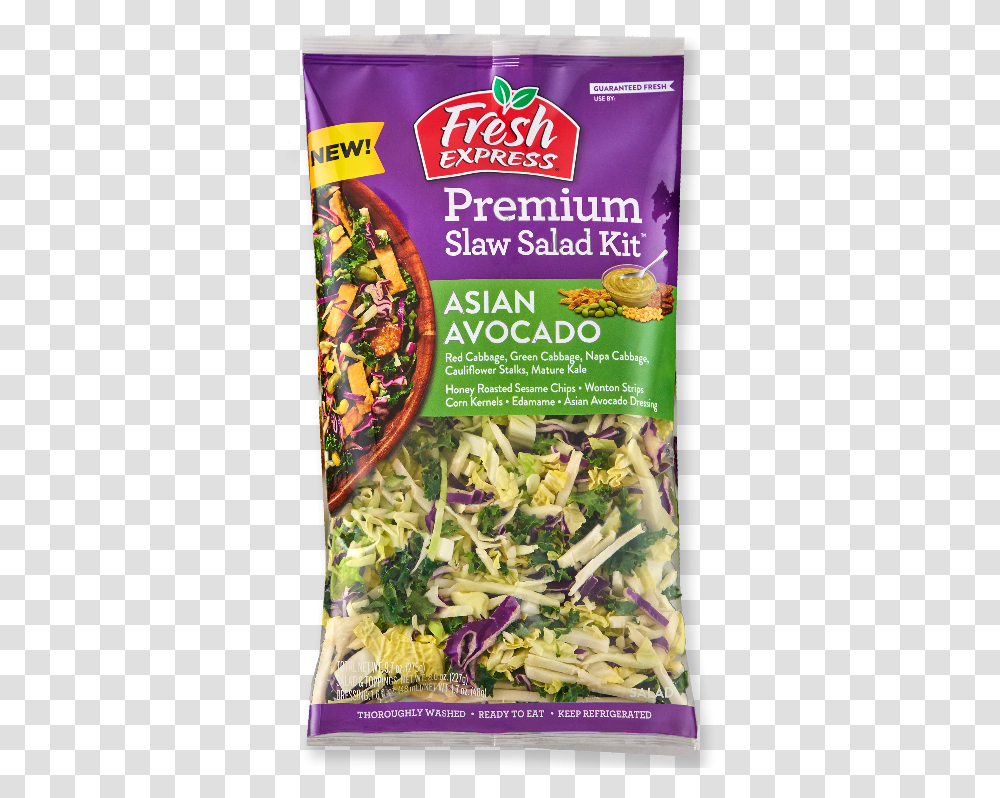 Asian Avocado Premium Slaw Salad Kit Fresh Express Salad, Plant, Produce, Food, Sprout Transparent Png