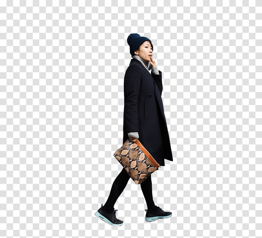 Asian Bag Lady People Walking Asian People Cut Out, Clothing, Apparel, Overcoat, Person Transparent Png