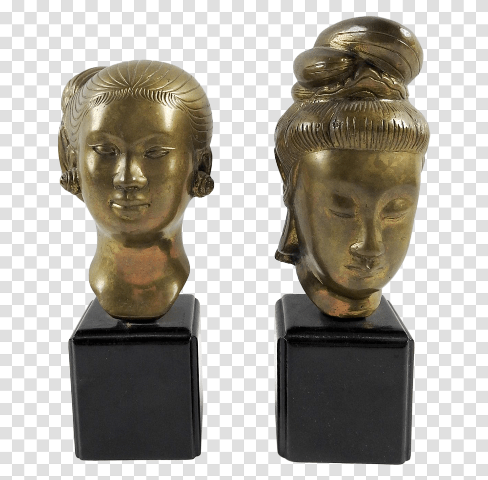 Asian Brass Sculpture Busts Bronze Sculpture, Person, Human, Figurine Transparent Png