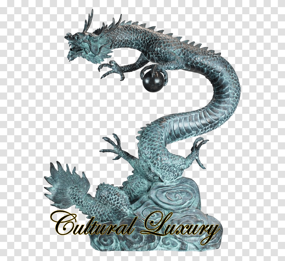 Asian Dragon With Oriental Power Orb Asian Dragon Statue, Cross, Symbol, Reptile, Animal Transparent Png