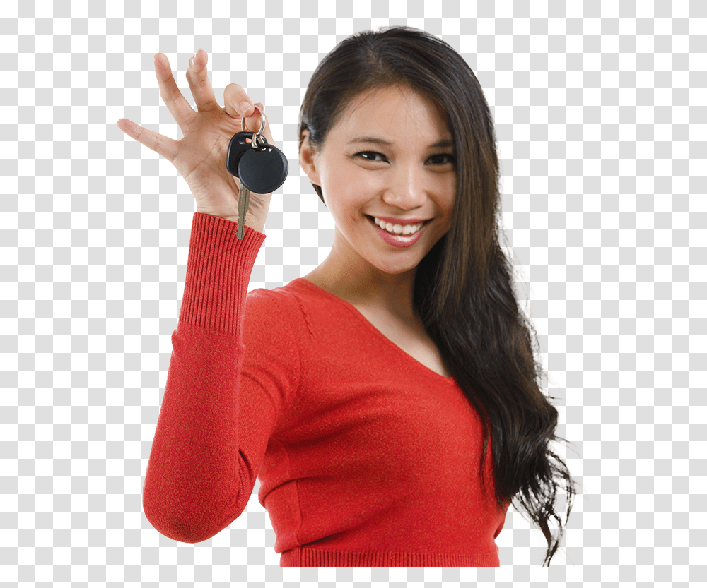 Asian Girl Woman Holding Keys Hd Download Woman Holding Car Keys, Person, Face, Clothing, Finger Transparent Png