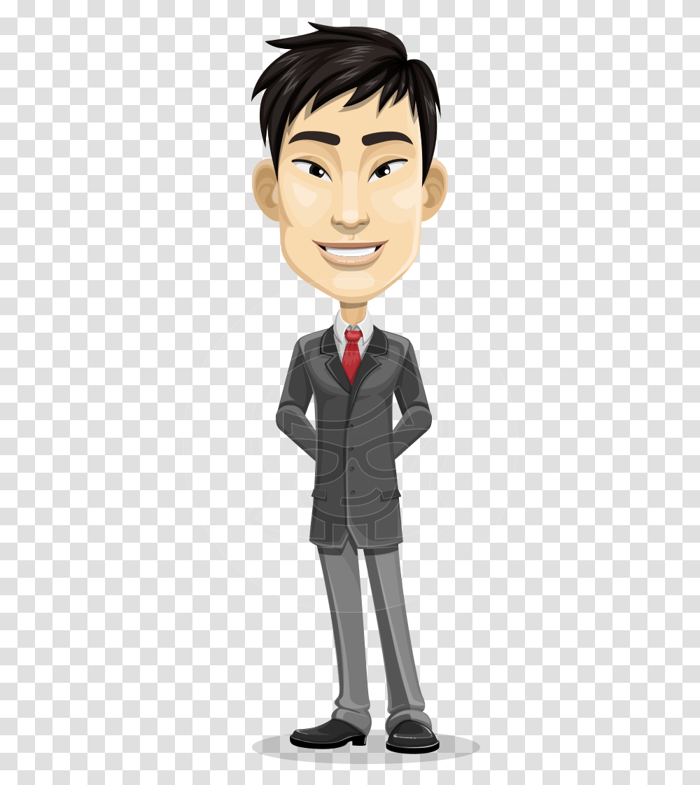 Asian Man Asian Male Cartoon Characters, Person, Human, Tie, Accessories Transparent Png